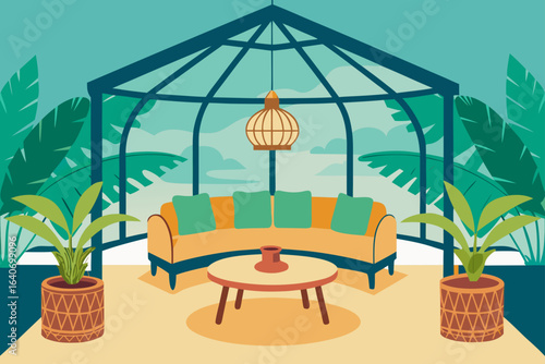 Tropical Inspired Sunroom with Rattan Furniture