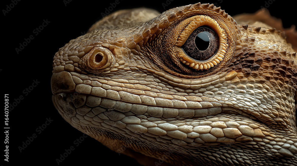 Fototapeta premium Funny Animal Art Reptile Close-Up Eye Detail Skin Scales Wildlife Lizard Portrait