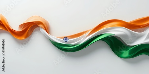 Flowing silk fabric resembling the indian national flag with vibrant saffron white and green