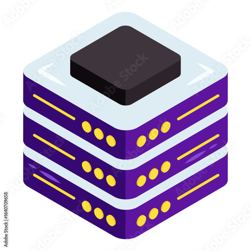 A isometric icon design of server rack