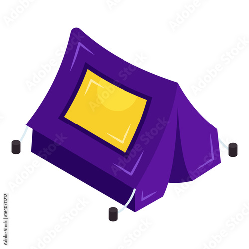 A isometric design icon of camp