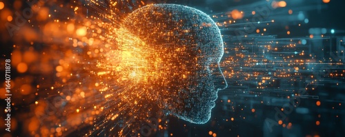 Concept of artificial intelligence, abstractly represented through modern design elements, symbolizing advanced technology, Generative AI