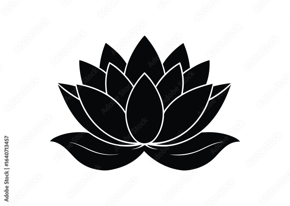 Fototapeta premium A sleek water lily silhouette black vector white background
