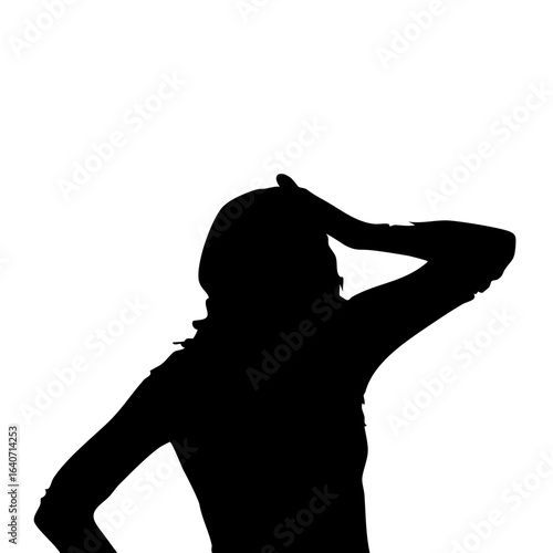 silhouette of young woman worried 