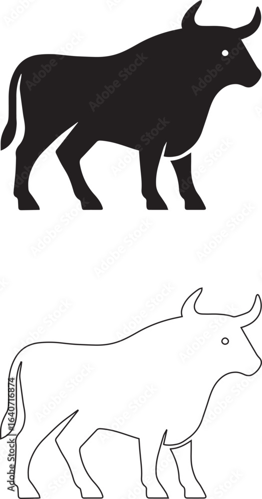 Fototapeta premium Silhouette of a Bull in Black and White