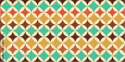 昭和レトロなシームレス幾何学模様　レトロ模様
