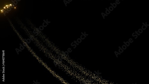 Futuristic Golden Beautiful Wave Particles light abstract background shining glittering particle floor stars dust flare. Luxurious golden sparkling bokeh. Award ceremony, stage.