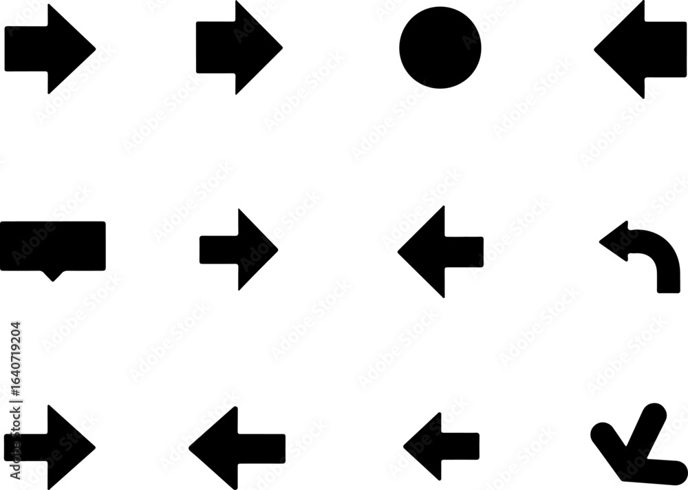 Black Arrow Icon Collection in Various Styles and Directions Black Arrow Icon Collection in Various Styles and Directions