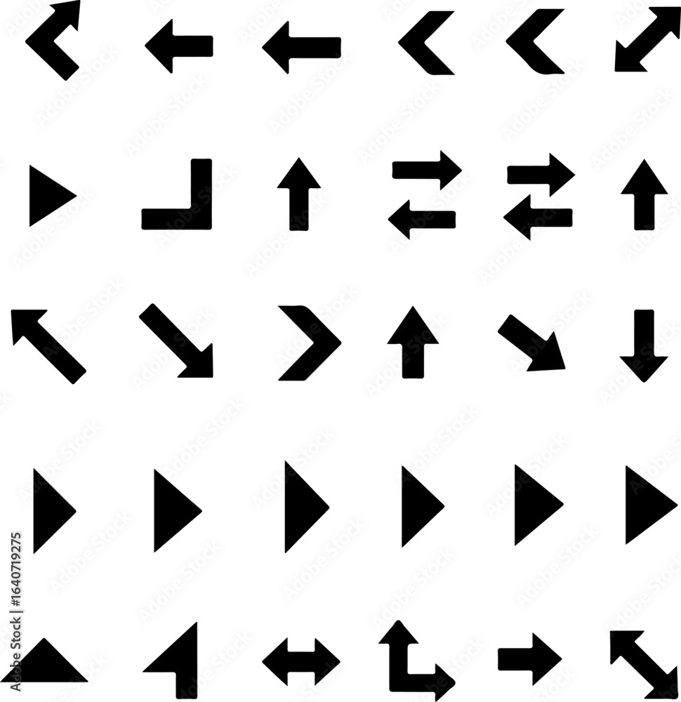 Black Arrow Icon Collection in Various Styles and Directions Black Arrow Icon Collection in Various Styles and Directions