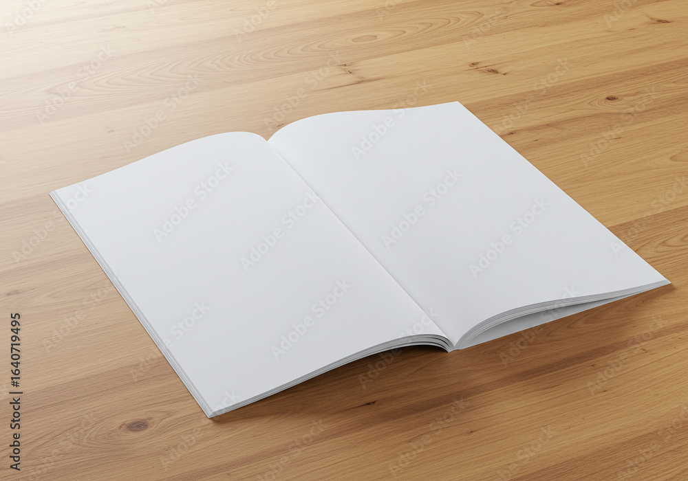 Open Blank Magazine Mockup on Wooden Table Clean Design Open Blank Magazine Mockup on Wooden Table Clean Design