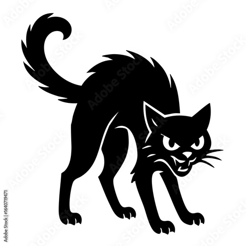 drohende Katze macht Buckel 
