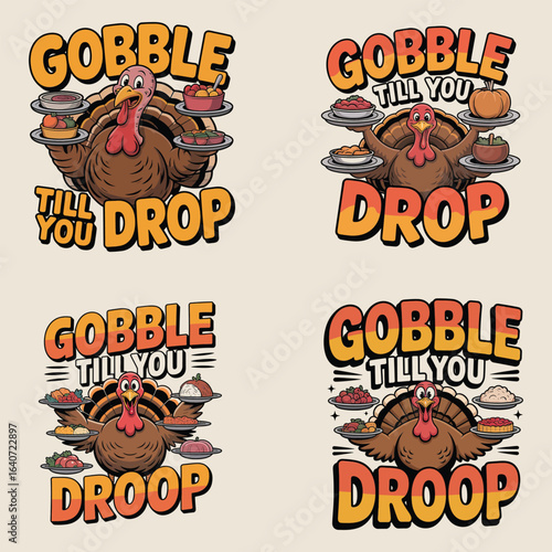 Turkey feast gobble till you droop thanksgiving food