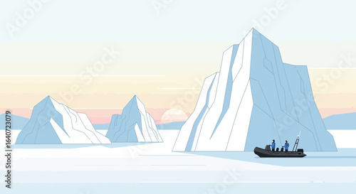Arctic Expedition Boat Tour With Massive Icebergs Glacial Landscape View