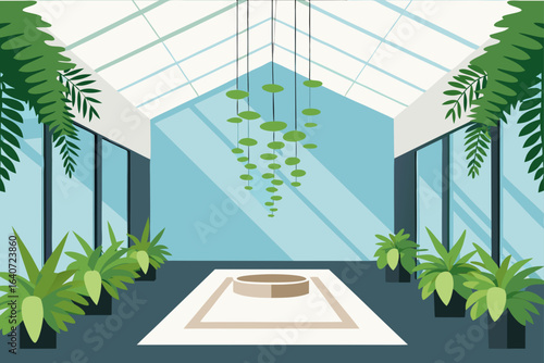 open air indoor garden hanging ferns natural