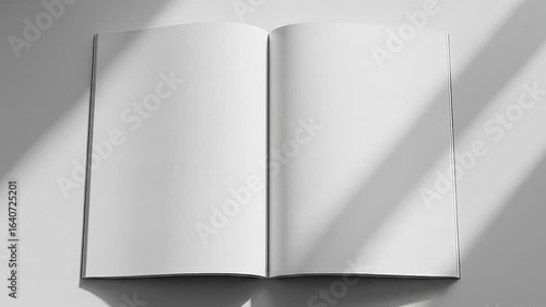 Ultra-realistic video of a blank magazine,  pages slowly flipping one by one in smooth animation
