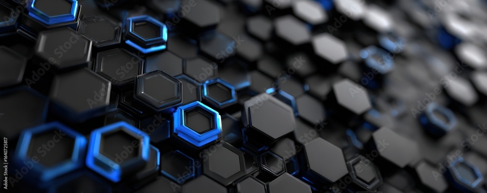 Obraz premium Close up of a distinct black and blue honeycomb pattern