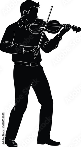Passionate Violinist Silhouette Playing Classical Music