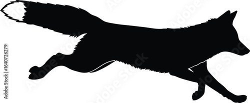 Running Fox Silhouette with Bushy Tail