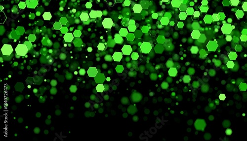 Abstract green hexagonal particles