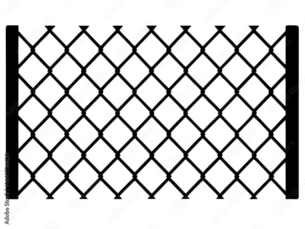 Fototapeta premium Chain Link Fence silhouette vector, Fence icon