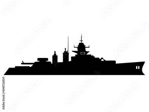 military battleship  Black silhouette vector,battleship illustration vector