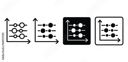 Bubble Chart Icons Black and White Data Visualization Graphics Vector Design Illustration