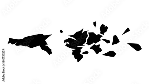 Shape of Faroes Silhouette: A minimalist silhouette of the Faroes Islands, rendered in stark black against a clean backdrop.