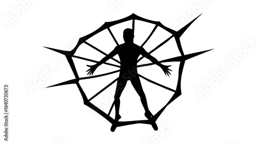 Silhouette Trapped: A striking silhouette of a person is trapped within a fragmented structure, evoking feelings of confinement. Symbolic of constraint and overcoming obstacles.