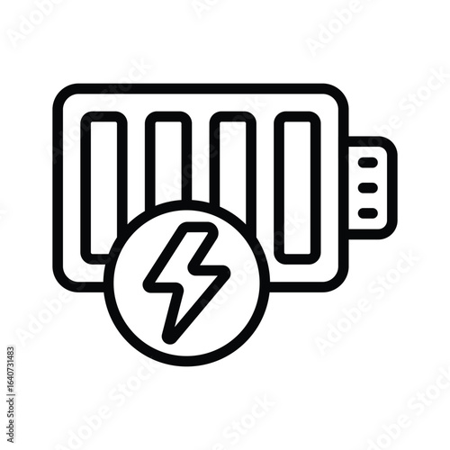 Easy to use outline style icon showing battery cell