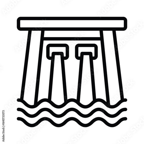 Modern style line icon showing dam structure
