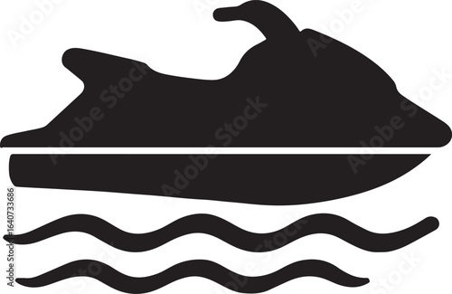 Jet ski silhouette icon in vector EPS format. Water sports, speed, and recreation theme graphic design.