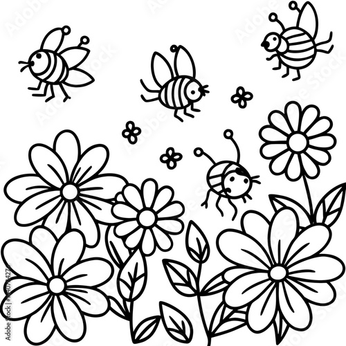 Clean Bee Frenzy Floral Illustration