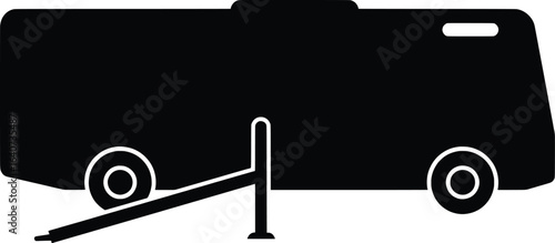 High-Resolution Vector Bus Silhouette with Ramp in Urban Environment