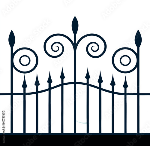 artistic wave pattern iron fence railing luxury