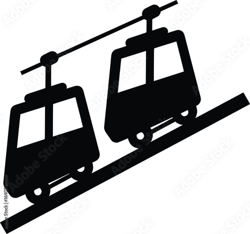Vector Public Transport Illustrations in Urban Mountain Landscape