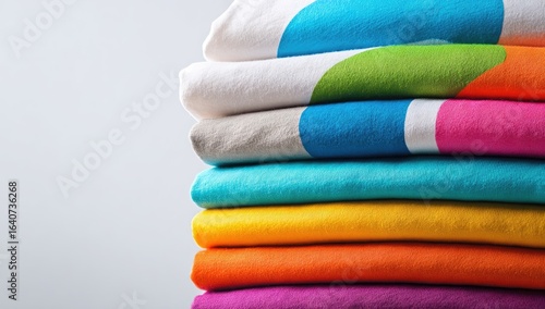 Stack of colorful t-shirts