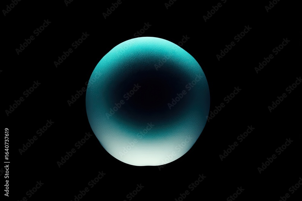 Fototapeta premium Teal sphere, smooth, dark background