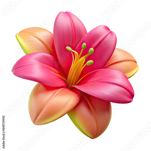 Vibrant pink and orange lily flower illustration