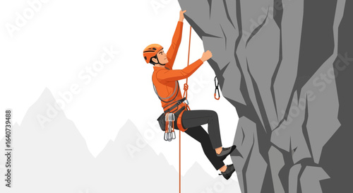 Climber Achieving Summit Goal in Beautiful Mountain Adventure Scene