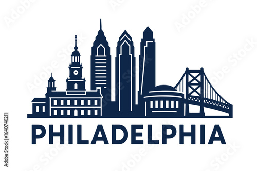 City skyline with iconic buildings and landmarks, Philadelphia
