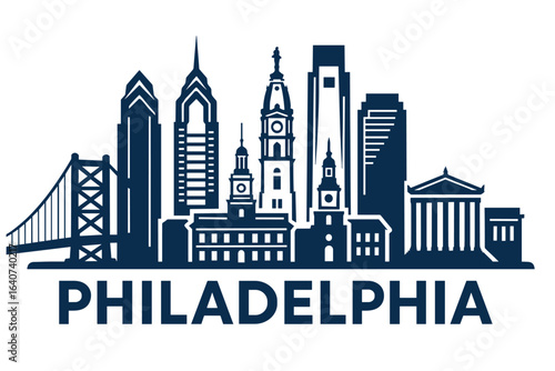 City skyline with iconic buildings and landmarks, Philadelphia