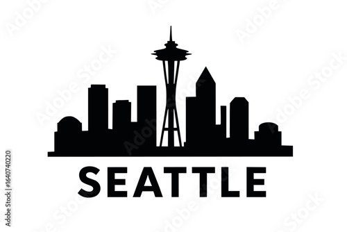 City skyline with iconic buildings and landmarks, Seattle