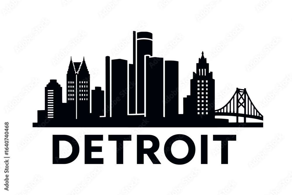 Obraz premium City skyline with iconic buildings and landmarks, Detroit