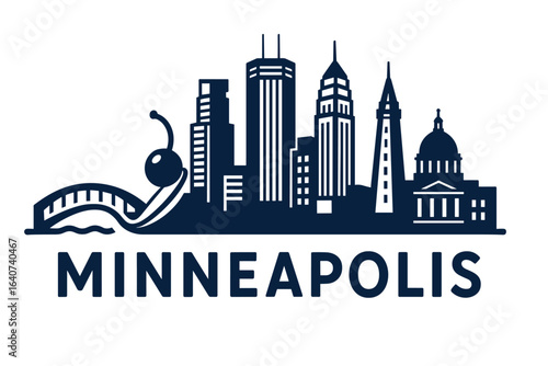 City skyline with iconic buildings and landmarks, Minneapolis