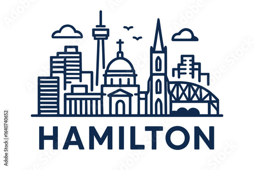 City skyline with iconic buildings and landmarks, Hamilton