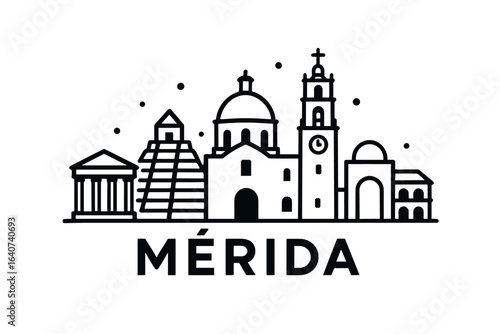 City skyline with iconic buildings and landmarks, Mérida