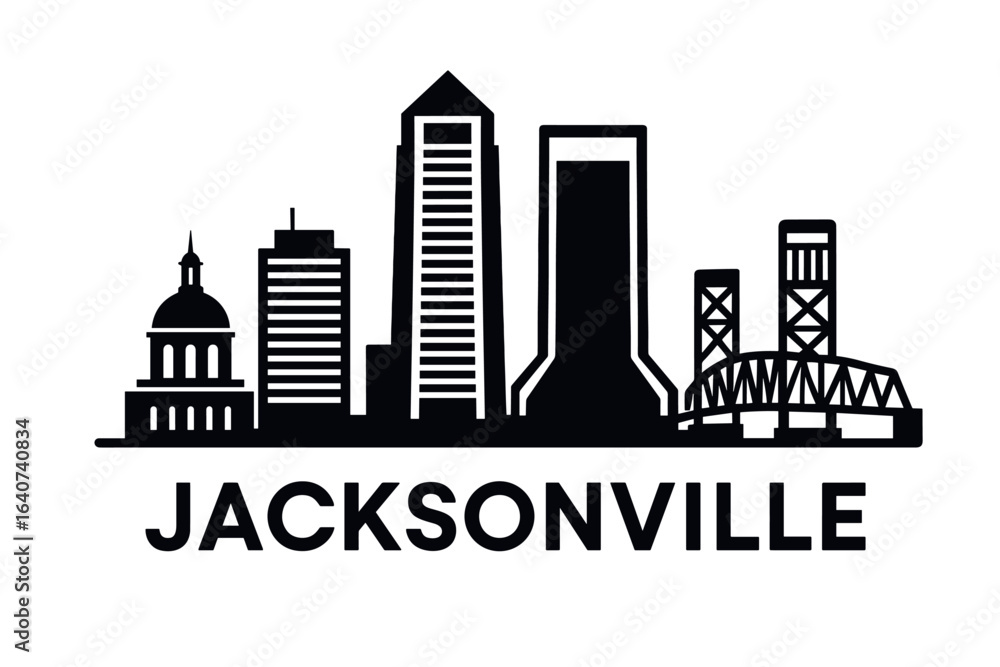 Fototapeta premium City skyline with iconic buildings and landmarks, Jacksonville