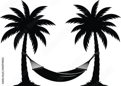 Tropical Silhouette: Hammock Between Two Palm Trees