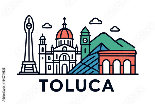 City skyline with iconic buildings and landmarks, Toluca