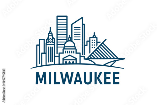 City skyline with iconic buildings and landmarks, Milwaukee